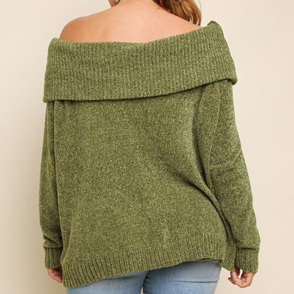 Plus Size Olive Chenille Sweater - Picture 4 of 4